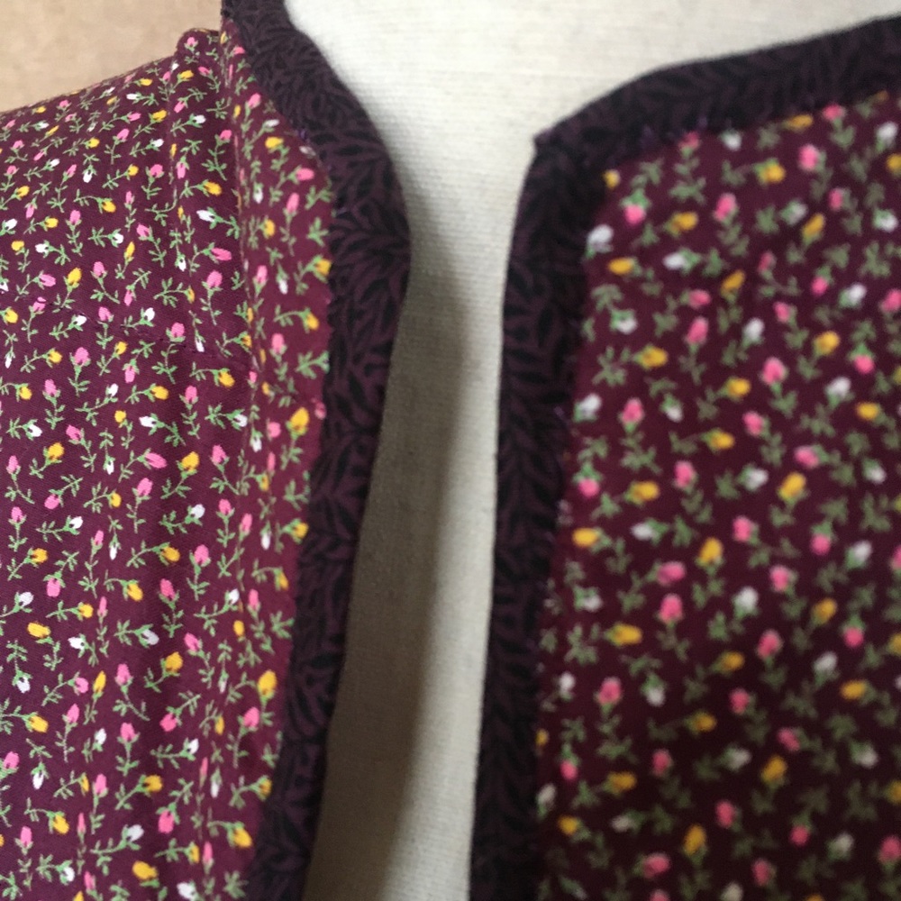 Vintage 70s 80s Handmade Quilted Patchwork Calico Paisley Purple Reversible Vest - Picture 4 of 11
